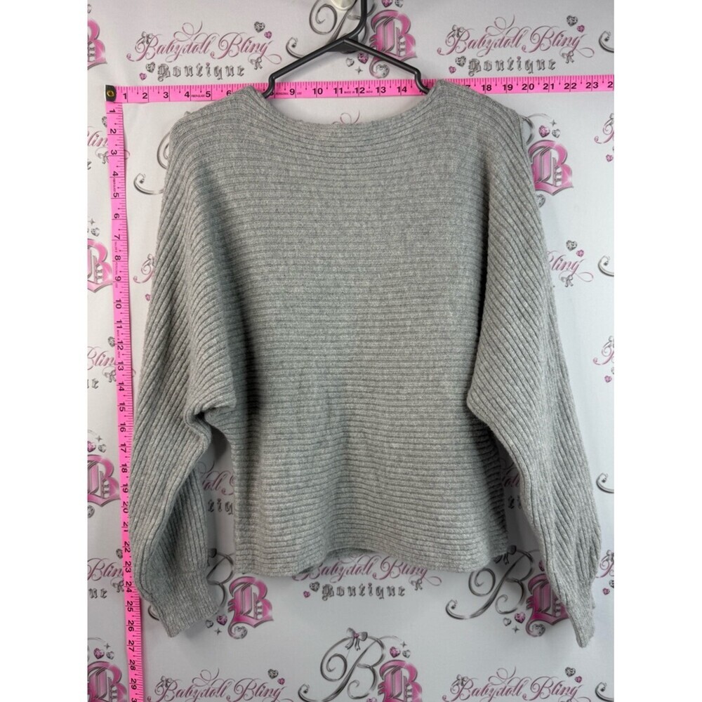 Open edit sweater knit knitted, comfy, Light Grey Ribbed Crewneck Sweater